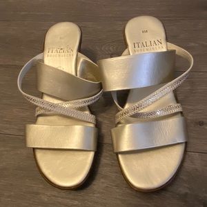 Italian shoemakers tan and golden sandals
